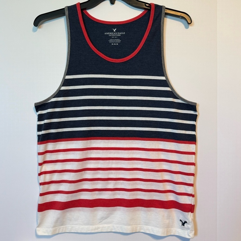 American Eagle Red White and Blue Stripe Tank Top Shirt